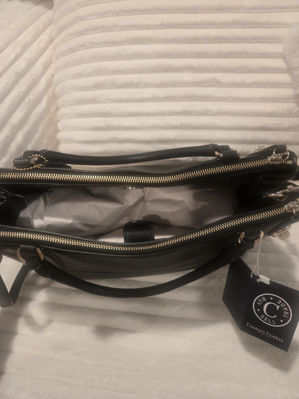 Coach Black Leather Top-Handle Satchel with Shoulder Strap